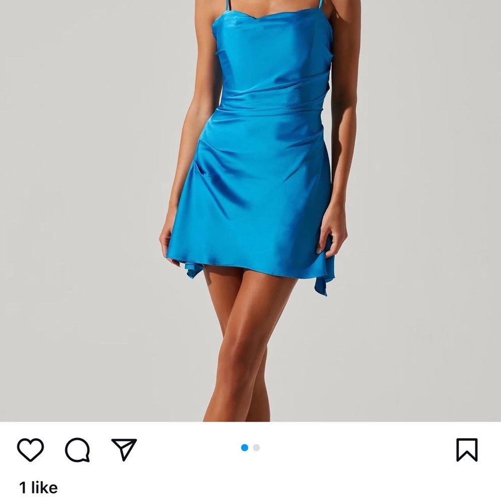 ASTR BLUE Satin Mini Dress XS. Worn Once.